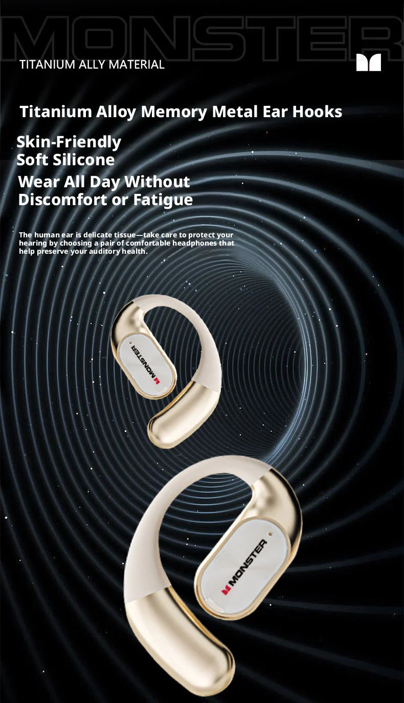 Monster AC530 - Auriculares Open Ear Bluetooth | OWS Ear Hook | Running y Fitness