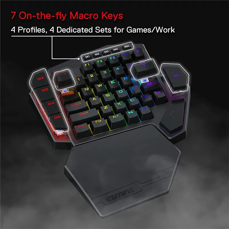 Teclado Gaming Una Mano Redragon K585 DITI | 42 Teclas | 2.4GHz Inalámbrico | RGB | 7 Macros | Hot-Swap | Redragon K585 DITI One-Handed Wireless Gaming Keypad 42 Keys 2.4GHz RGB 7 Macros Hot-Swap