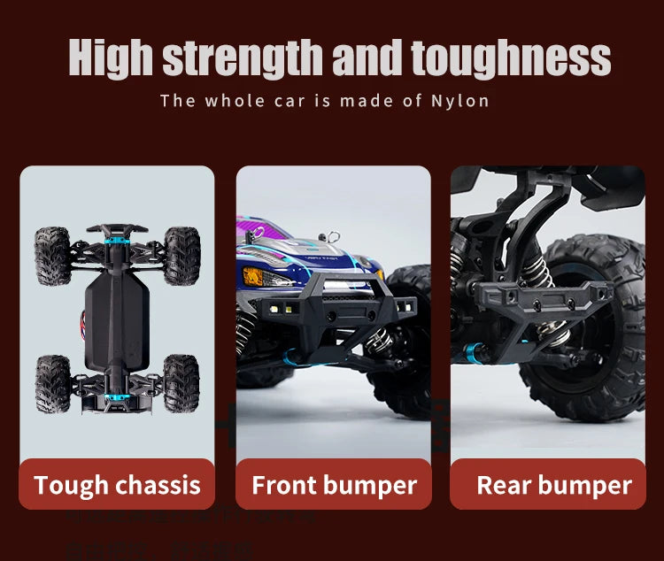 RC Monster Truck 4WD Brushless — 75km/h Off-Road 1/16 Scale | LED Headlights & Metal Parts