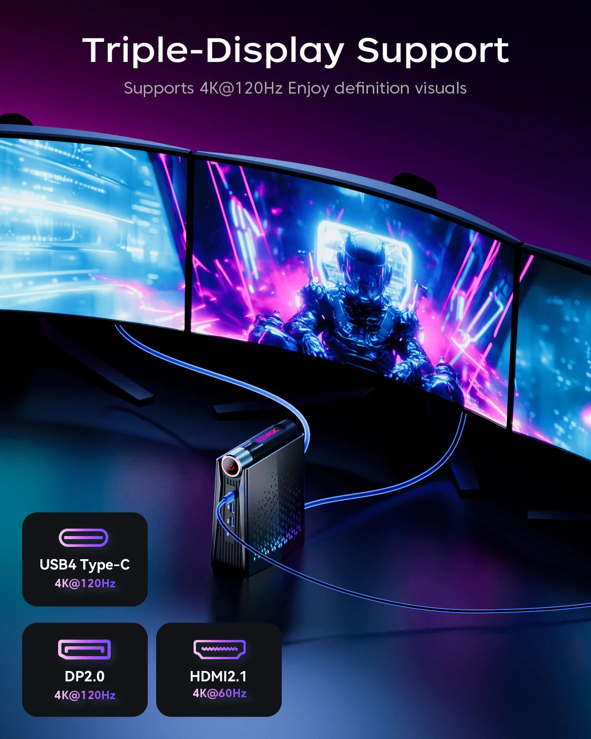 NIPOGI Mini PC | AMD Ryzen 7 H255 4.9GHz | 16GB RAM 512GB SSD | WiFi 6 | RGB | Windows 11 Pro