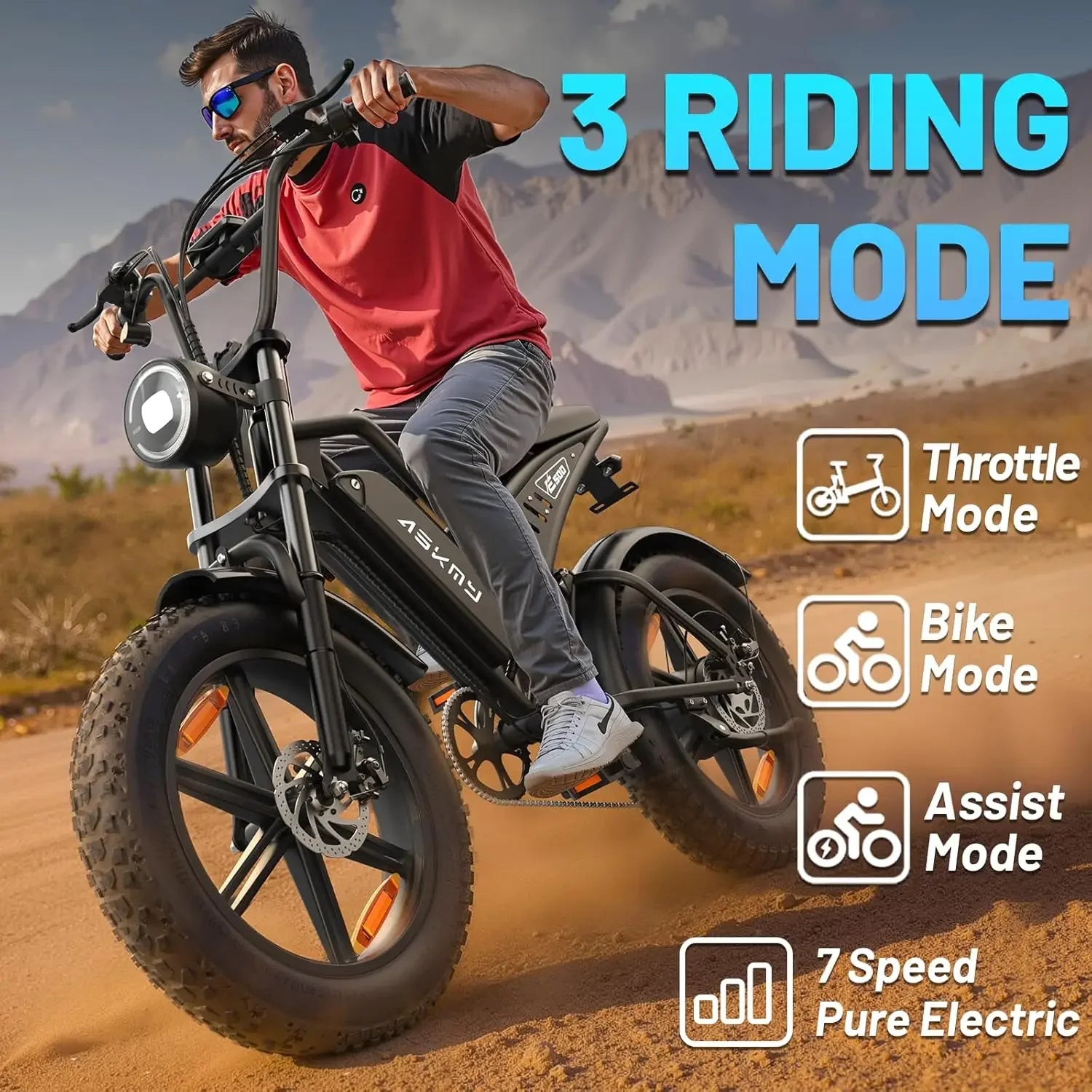 E-MTB Adultos 20" Fat Tire | Motor 1500W Peak | 48V 15Ah Extraíble | 60 Millas PAS | Doble Suspensión | Shimano 7v | UL Certificada