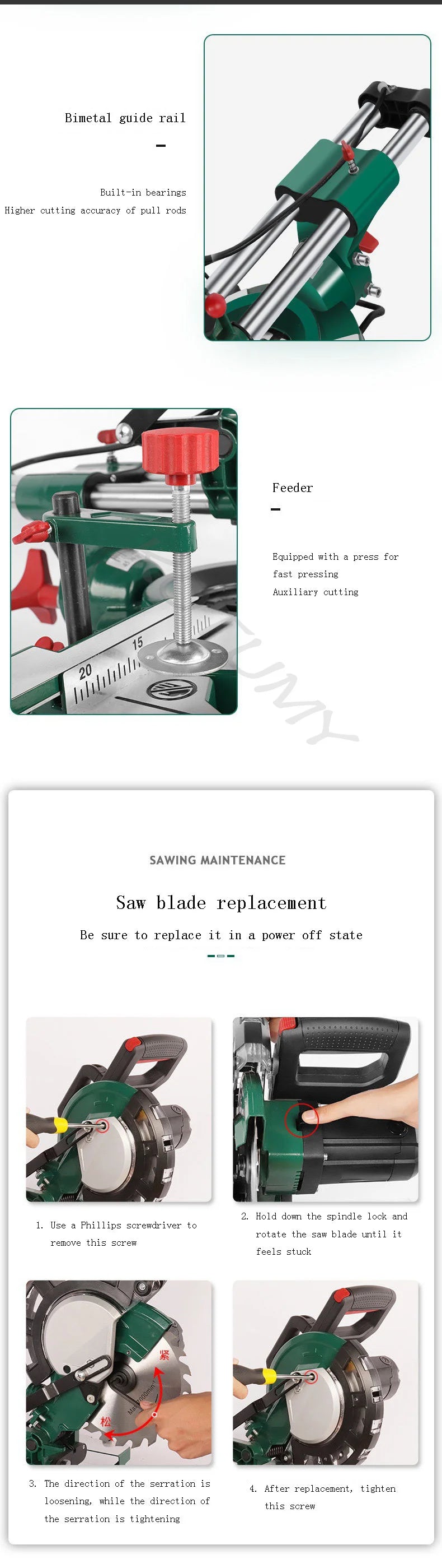 KOTUMY 8-Inch Sliding Miter Saw | Laser Guide | 1700W
