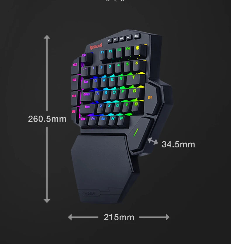 Teclado Gaming Una Mano Redragon K585 DITI | 42 Teclas | 2.4GHz Inalámbrico | RGB | 7 Macros | Hot-Swap | Redragon K585 DITI One-Handed Wireless Gaming Keypad 42 Keys 2.4GHz RGB 7 Macros Hot-Swap