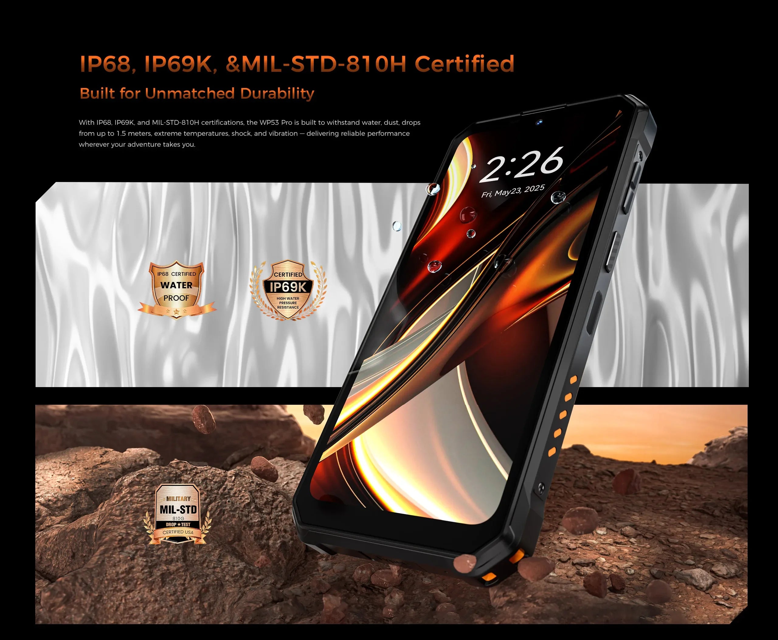 OUKITEL WP53 Pro | Rugged Phone 4G 11000mAh 50MP 128dB Android 15 | NFC IP68