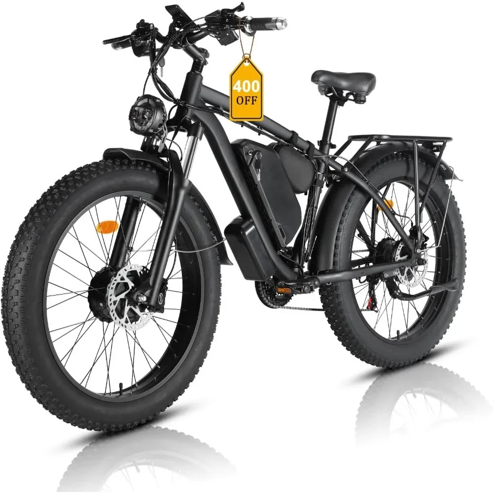 E-Bike Adultos Doble Motor 2000W | 48V 22.4Ah Extraíble | Fat Tire | Todo Terreno | Bicicleta Eléctrica