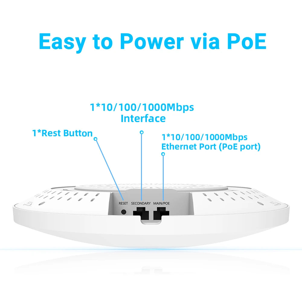 IP-COM W83AP Access Point WiFi 6 AX3000 | Techo/Pared | PoE | Mesh | MU-MIMO | Roaming Inteligente