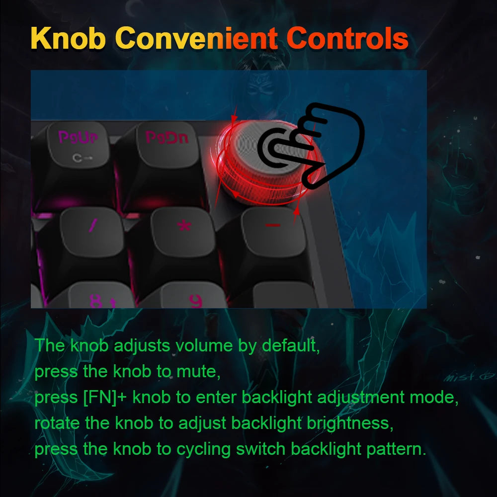 Teclado Mecánico Gaming Redragon K688 PRO | 98 Teclas | Bluetooth 5.0 + 2.4GHz + USB | Gasket | Hot-Swap | RGB | Redragon K688 PRO 98-Key Mechanical Gaming Keyboard BT 5.0 2.4GHz USB Gasket Hot-Swap RGB