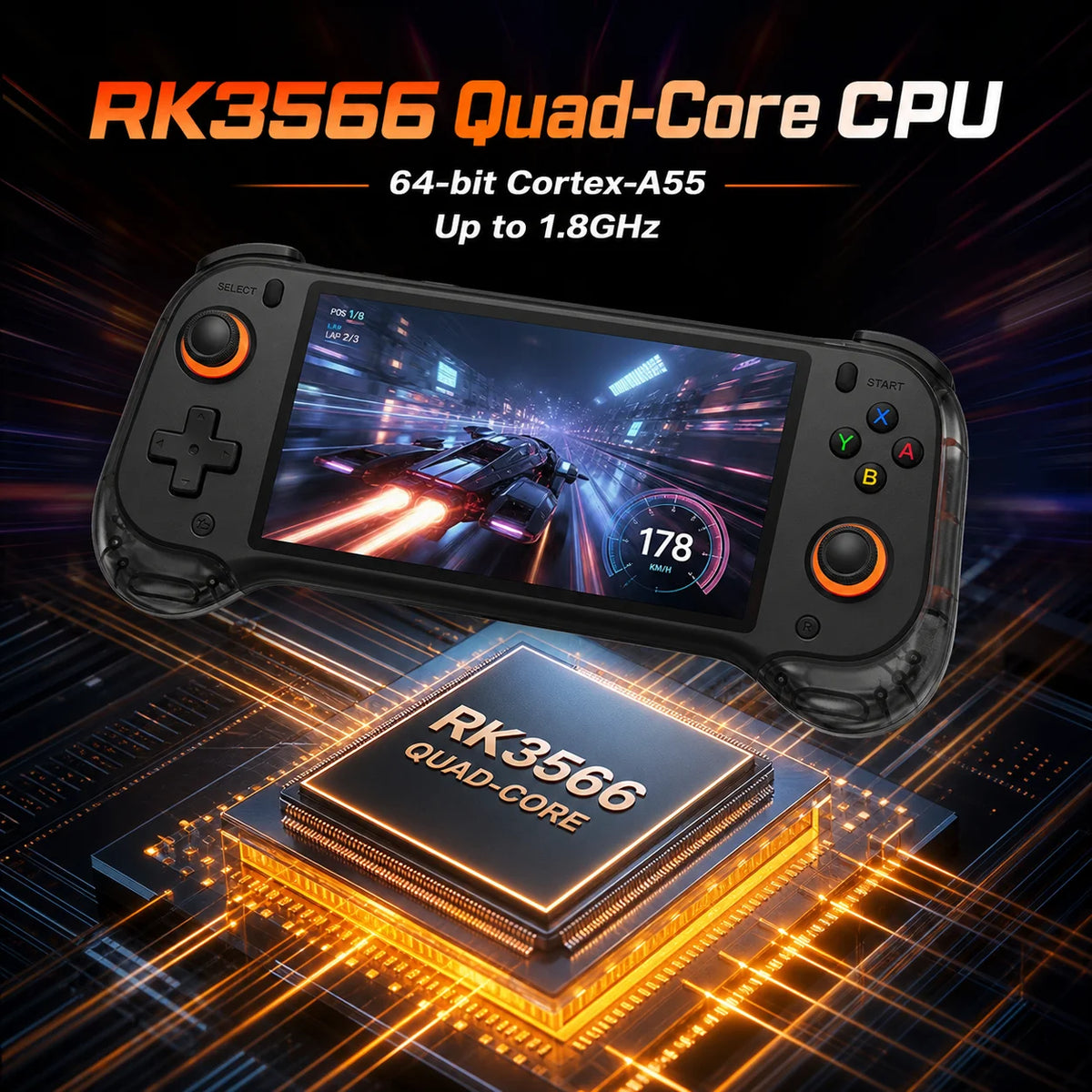 QRD Vortex F5 Retro Handheld Game Console | 5.5" IPS | RK3566 | Hall Joystick | 15000+ Games | HDMI