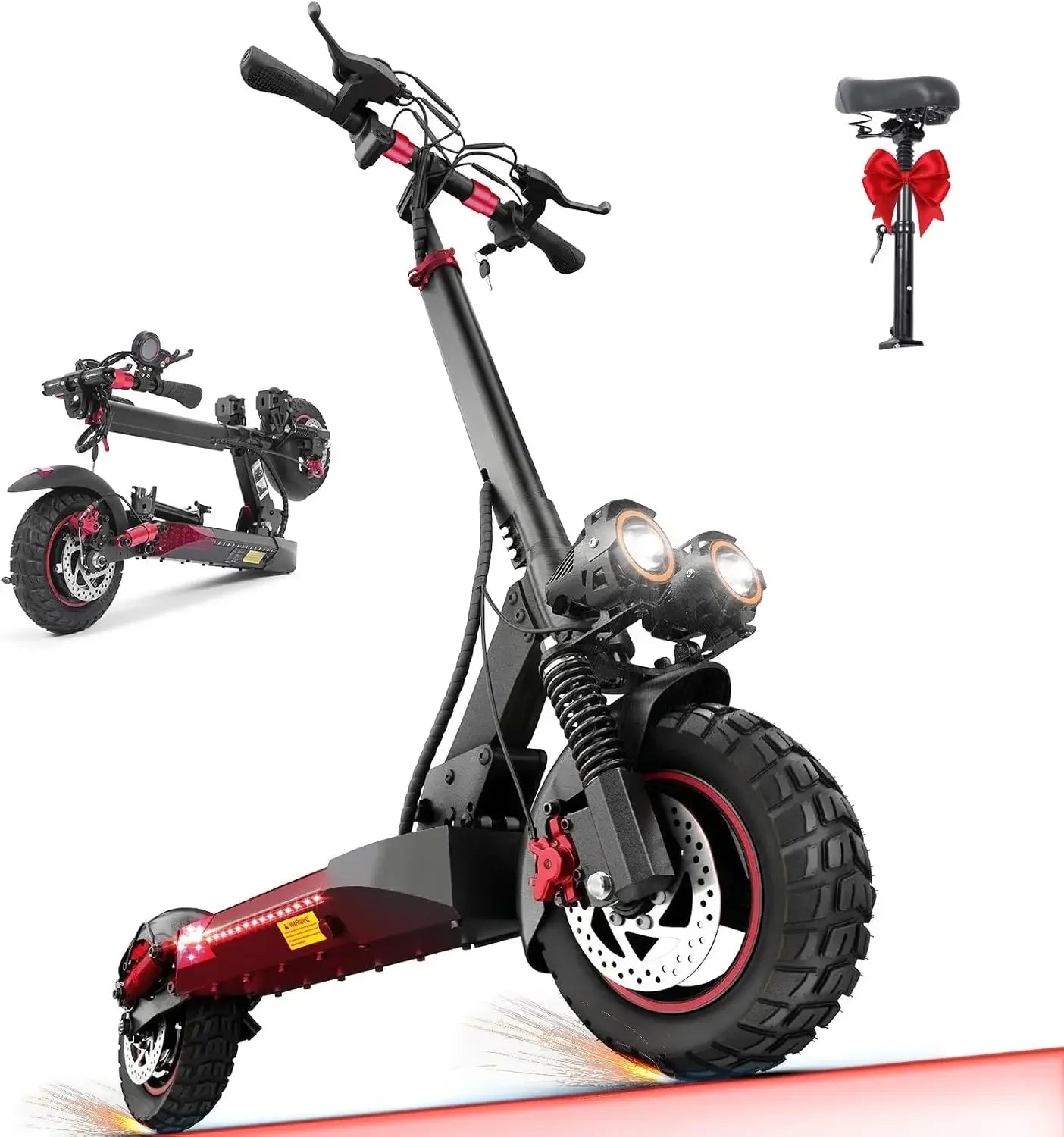 Scooter Eléctrico para Adultos J01 | 800W, 48V, 30mph, 28 mi, Asiento, Llantas Off-Road 10"