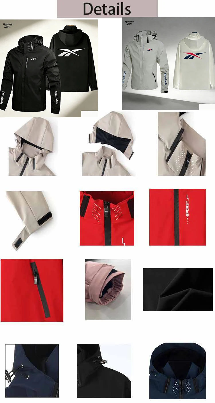 Reebok Men's Hooded Jacket | Removable Hood & Zip Front | Outdoor Casual Wear