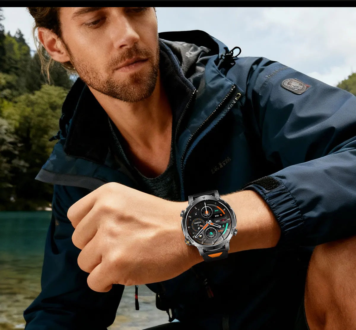 Flttoltn AK106 | Smartwatch Militar 1400mAh | AMOLED 1.7", IP69K, Linterna LED, 100+ Deportes