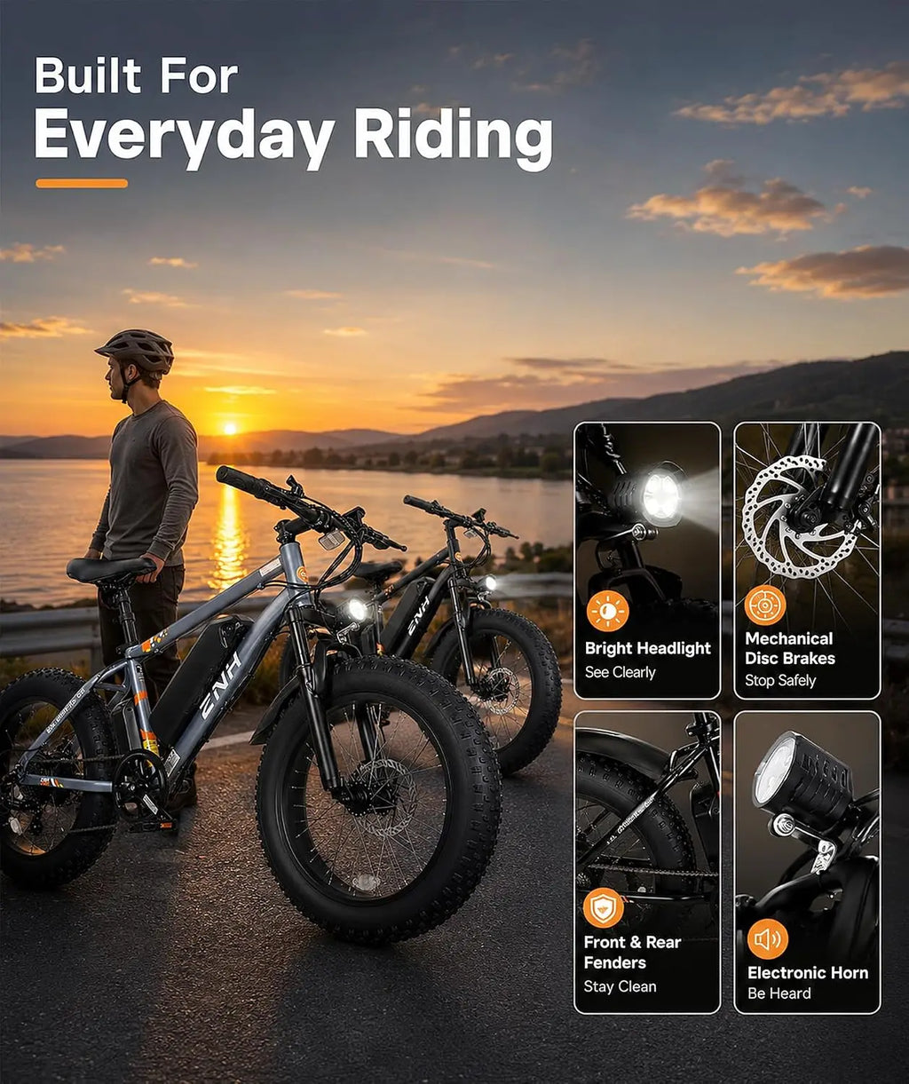 E-Bike Adultos 1000W | Fat Tire 20"/24"/26" | 48V 15Ah Extraíble | 65 Millas | 5 Modos | Shimano 7v | UL Certificada