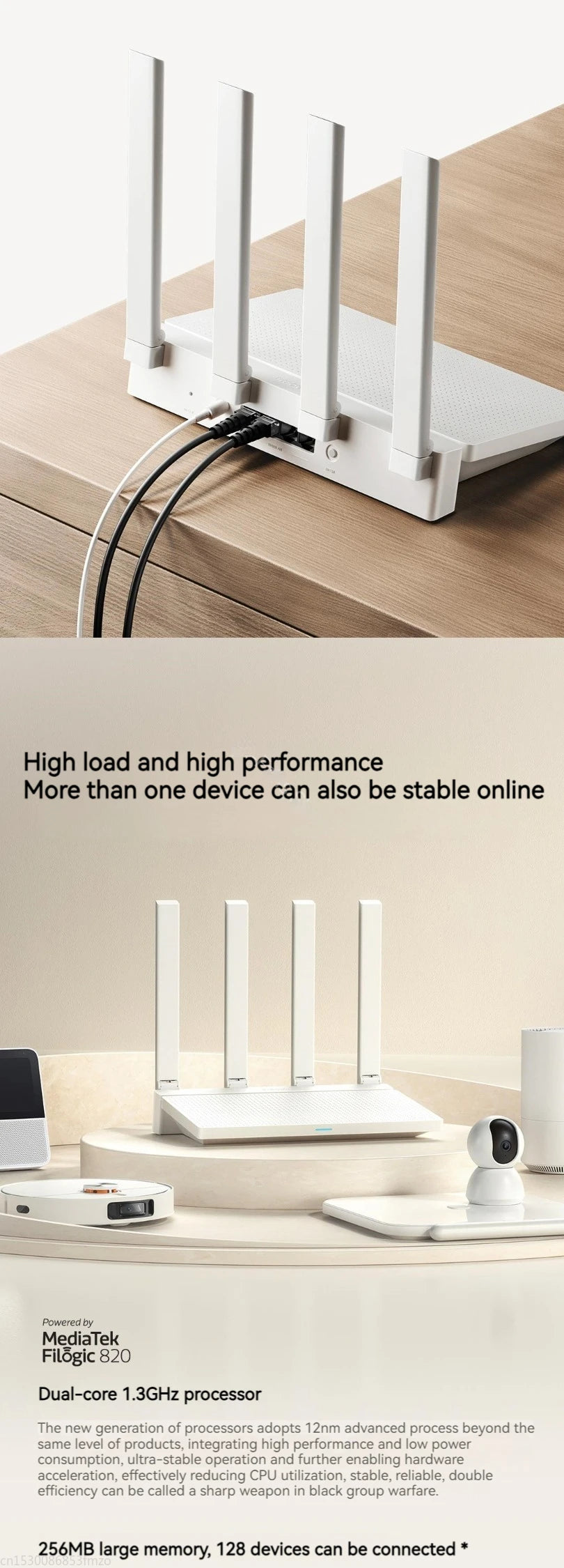 Xiaomi Router AX3000T WiFi 6 Mesh | 3000Mbps | NFC | 256MB | 128 Dispositivos | Gaming | Control Parental | MiWiFi