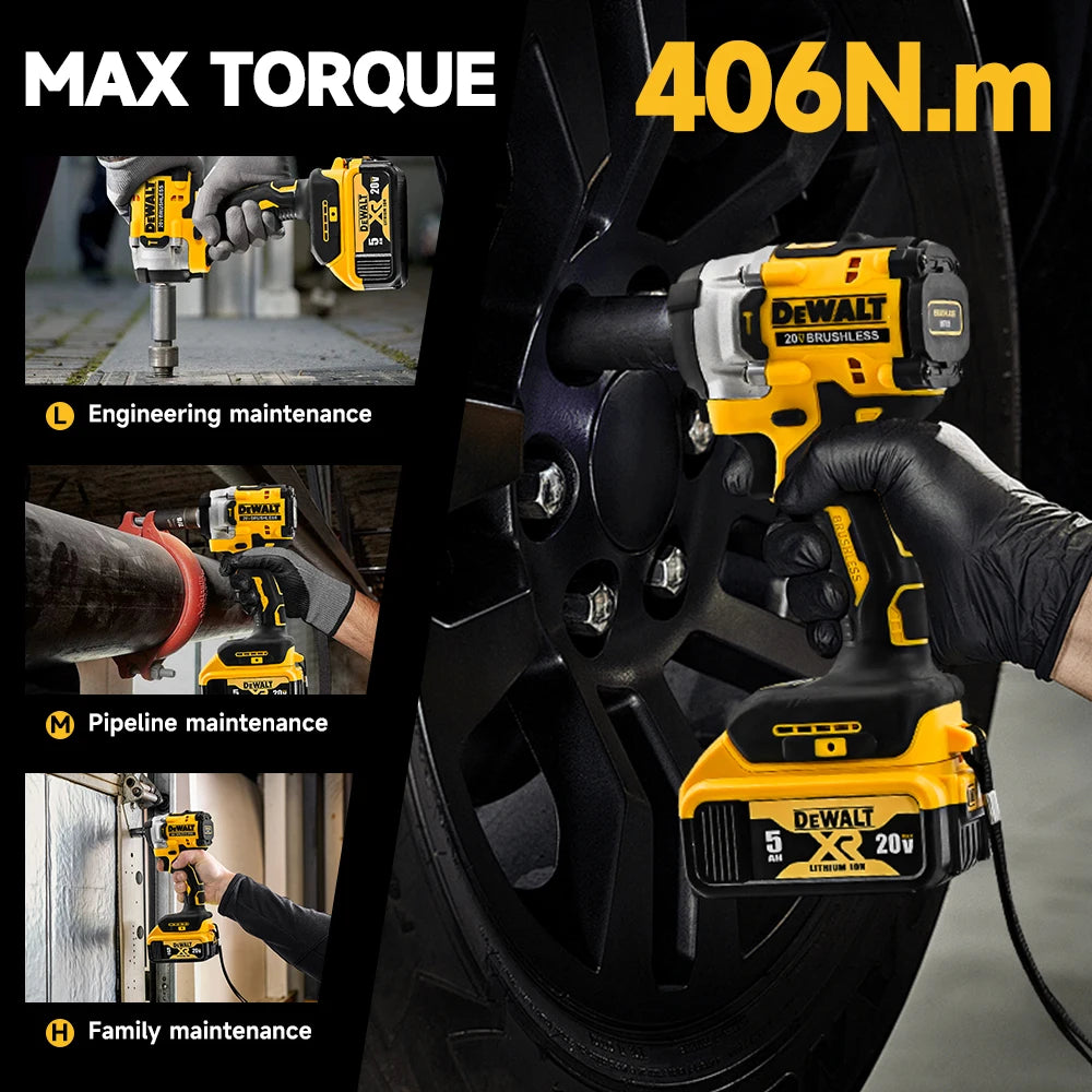DEWALT-Compatible DCF921 | 20V Brushless Impact Wrench | LED Light