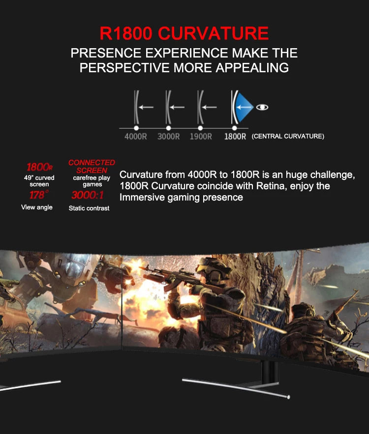49-Inch Ultrawide Curved Monitor 32:9 | 5K 165Hz | Built-in Speakers | Home & Office