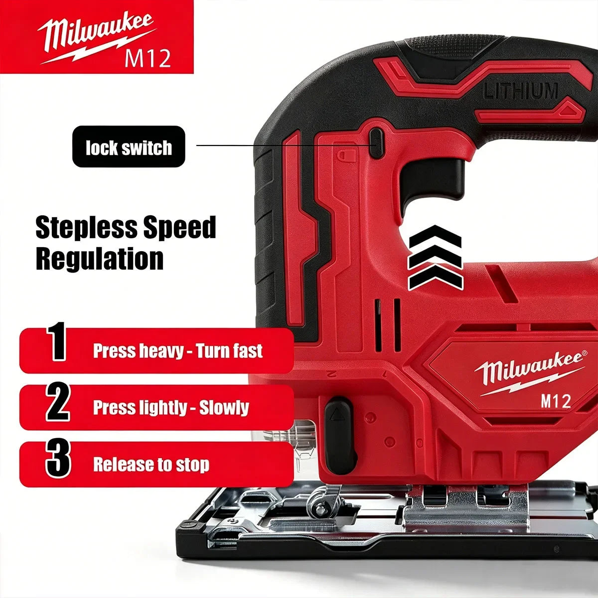 Milwaukee-Compatible Curve Saw | Brushless Orbital Jigsaw with LED