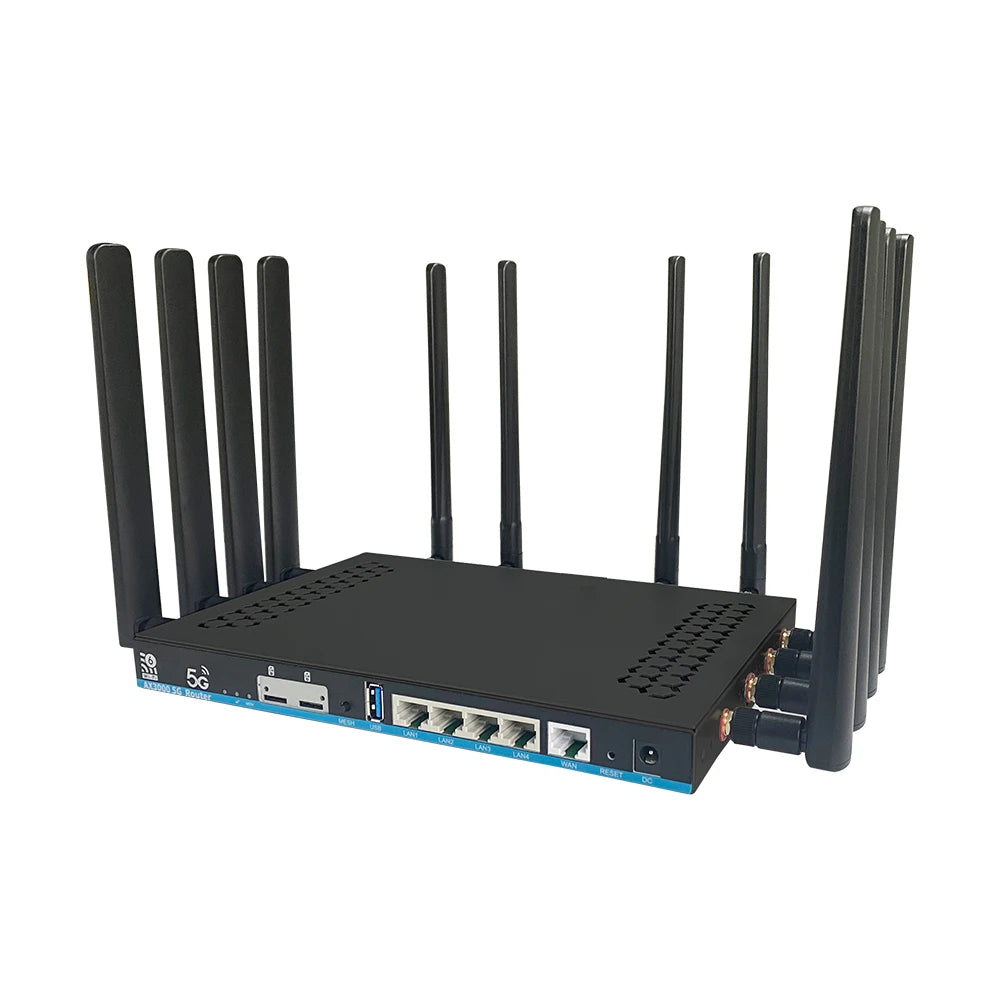 Router WiFi 6 5G AX3000 Dual SIM | Mesh 3000Mbps | DDR4 1GB | 12 Antenas MU-MIMO | OpenWrt | USB 3.0