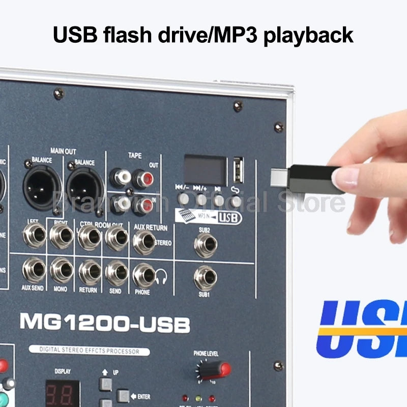 MG800–1600W Powered Audio Mixer | 8-Channel | Mezcladora Amplificada