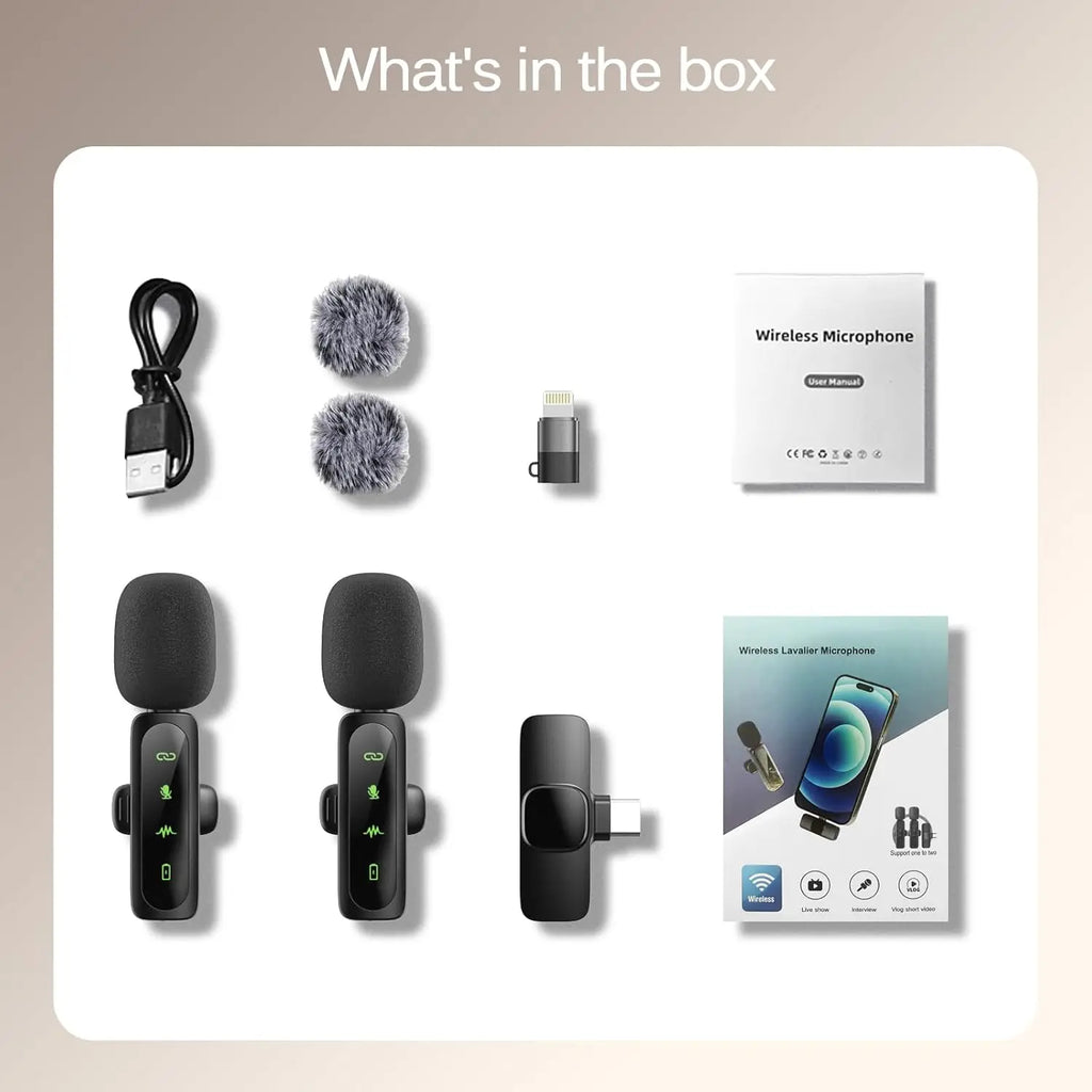 Wireless Lavalier Microphone | Rechargeable Clip-On Mic | iPhone & USB-C