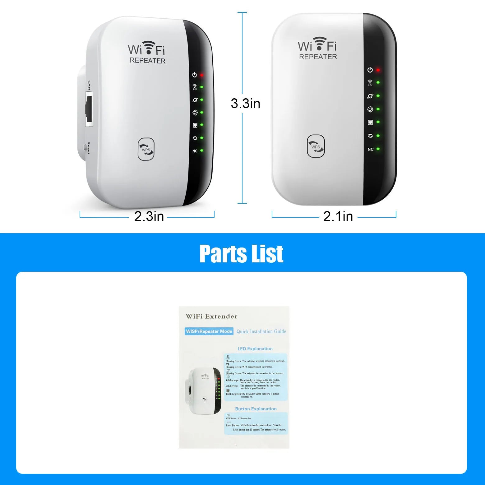 WiFi Repeater 300Mbps 2.4GHz – Wireless Signal Booster & Range Extender | EU & US Plug
