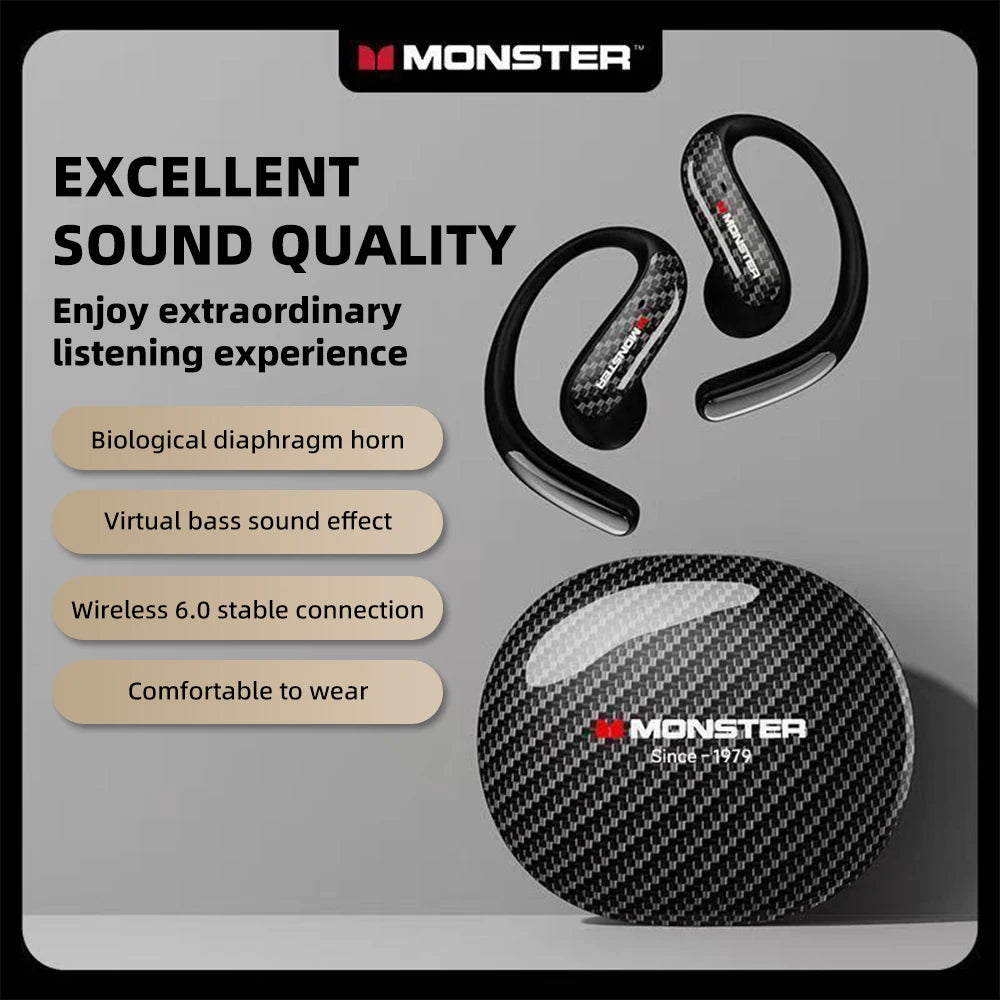 Monster MQO37 - Auriculares Gaming TWS Bluetooth 6.0 | ANC | OWS Ear Hook | HiFi