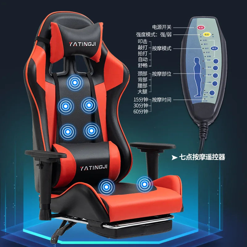 Reclining Massage Gaming Chair | Footrest Option | Swivel