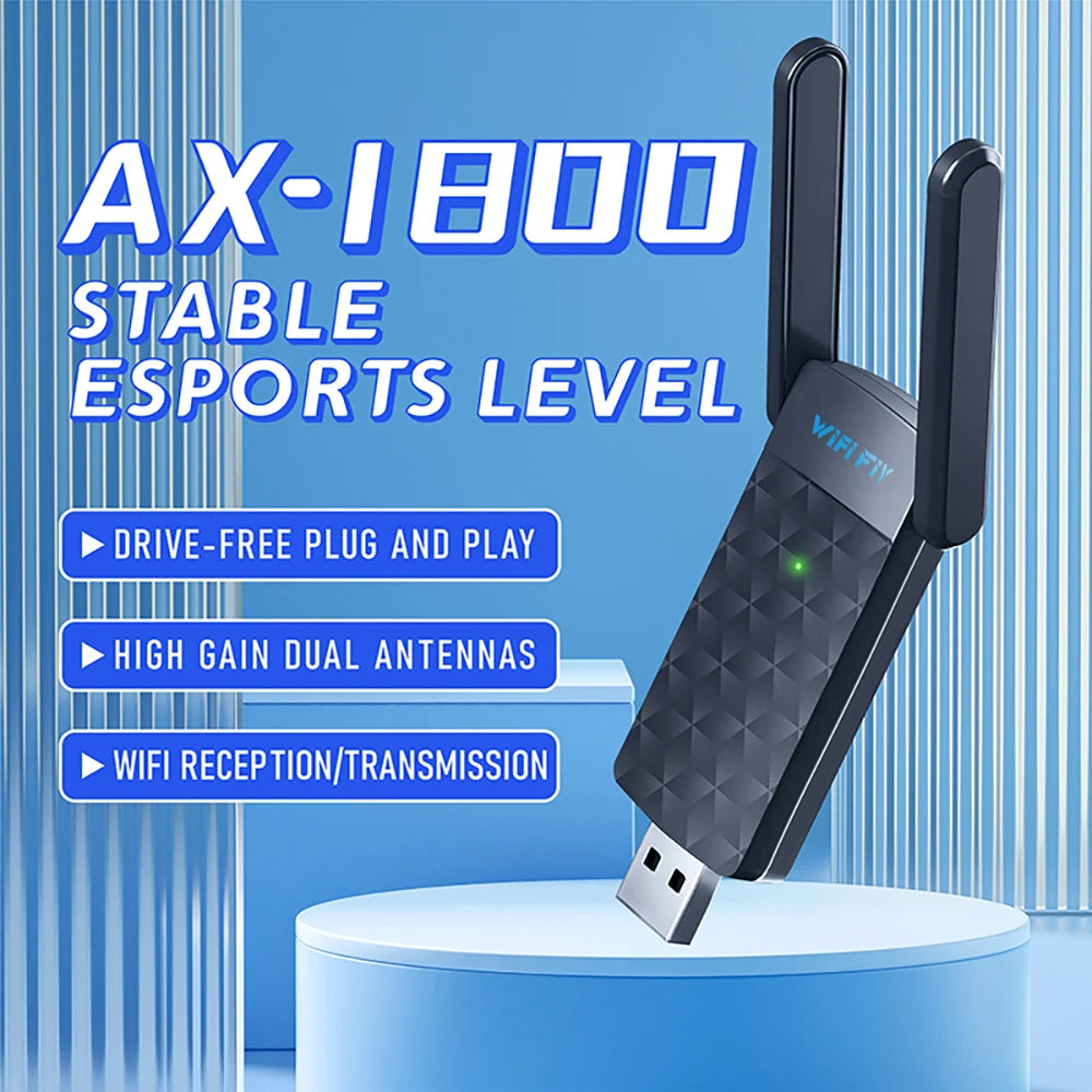 Adaptador USB WiFi 6 1800Mbps | Doble Banda 5GHz/2.4GHz | USB 3.0 | Antena Alta Ganancia | Windows 10/11