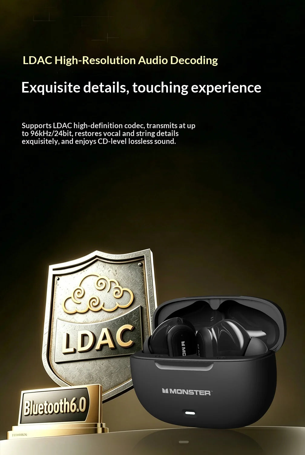 Monster HT20 - Auriculares Inalámbricos Bluetooth 6.0 con ANC | TWS In-Ear