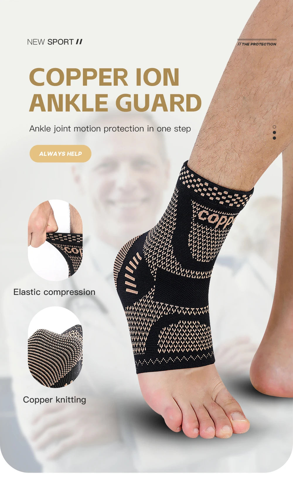 Copper Ankle Compression Sleeve | Elastic Knit Support for Sports & Daily Use