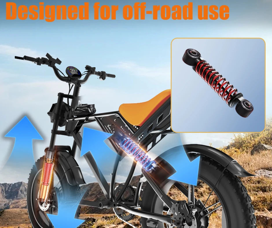 QS7 E-Bike 1500W Motor Brushless | 48V 20/35/60Ah | 55km/h | Todo Terreno | Shimano 7v | Garantía 1 Año