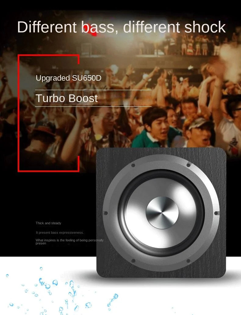 Subwoofer Activo 6.5" | 100W | 2.1 Canales | Madera | Home Theater | PC/TV | 6.5" Active Subwoofer 100W 2.1 Channel Wooden Cabinet Home Theater PC TV