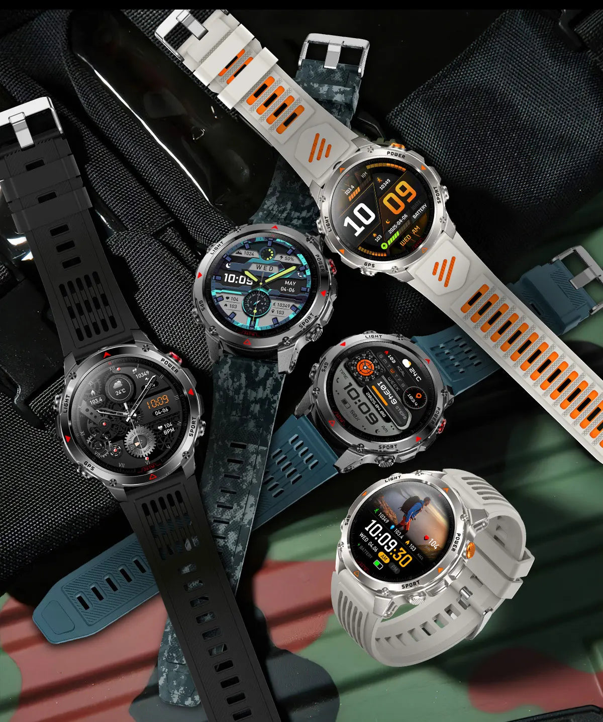 T-REX 3 | Smartwatch Militar 1100mAh | AMOLED 1.7", 10ATM, GPS, 170+ Modos, Linterna LED