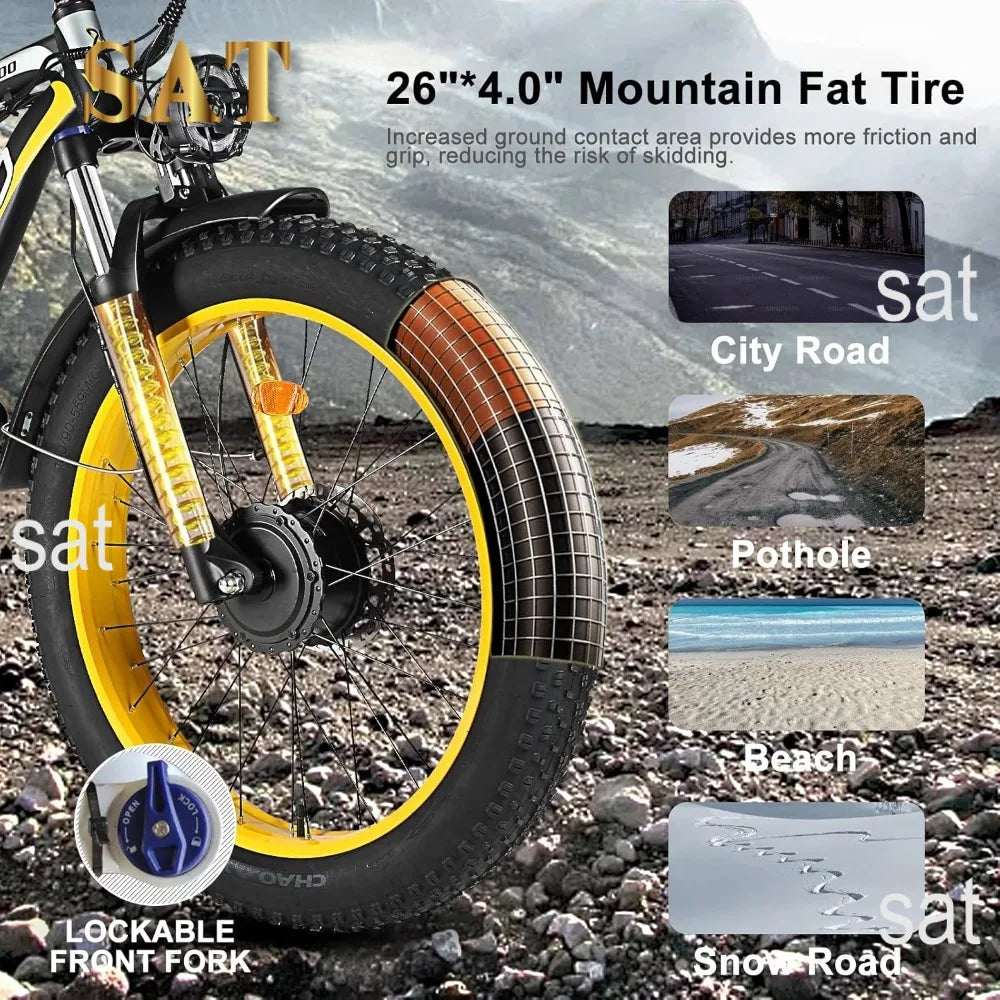 E-Bike Adultos Doble Motor 2000W | 48V 22.4Ah Extraíble | Fat Tire | Todo Terreno | Bicicleta Eléctrica