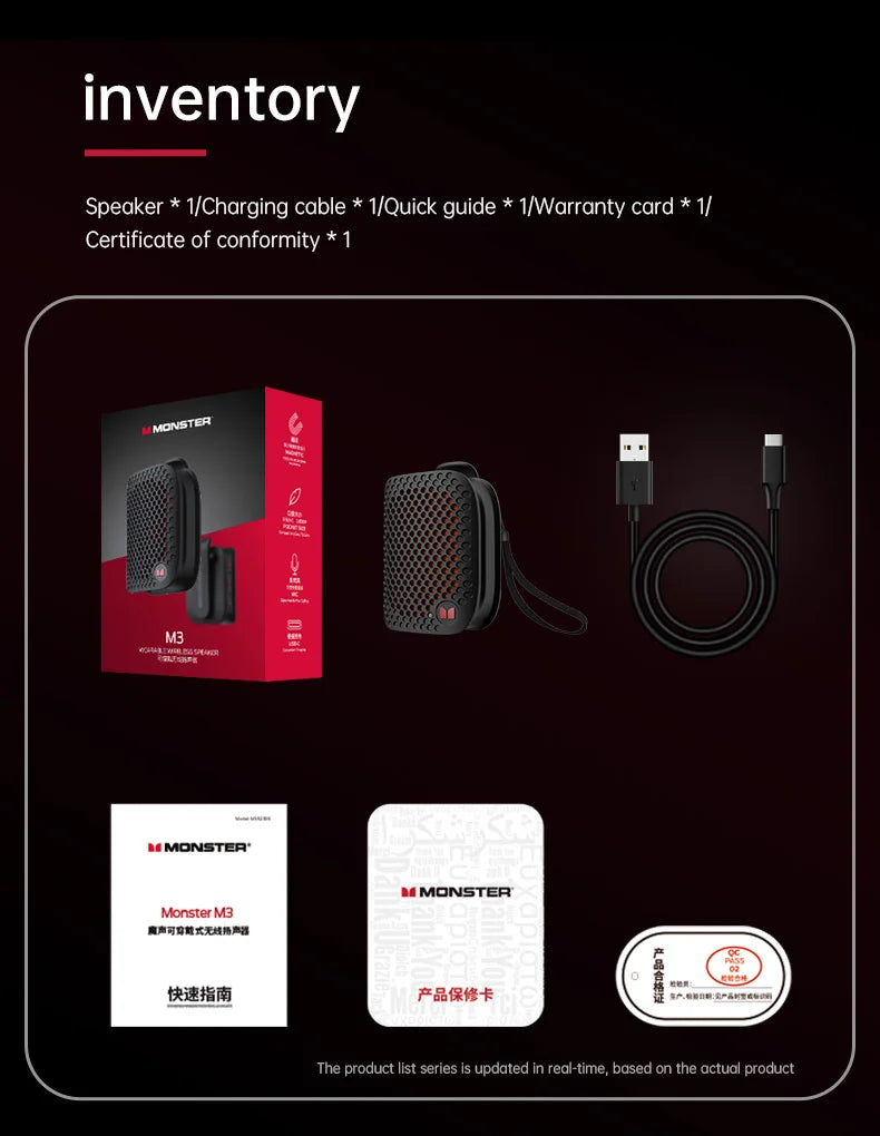 Monster M3 Clip-On Bluetooth Speaker | Portable Audio / Altavoz Bluetooth portátil Monster M3