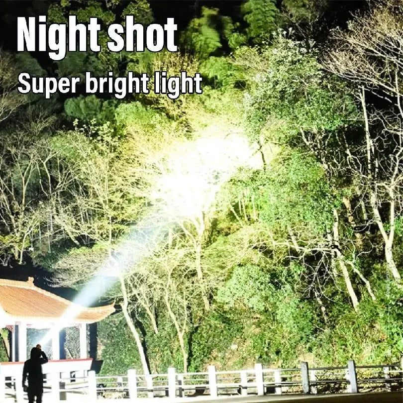 Linterna LED Recargable USB y Solar | Alta Potencia para Camping y Exteriores