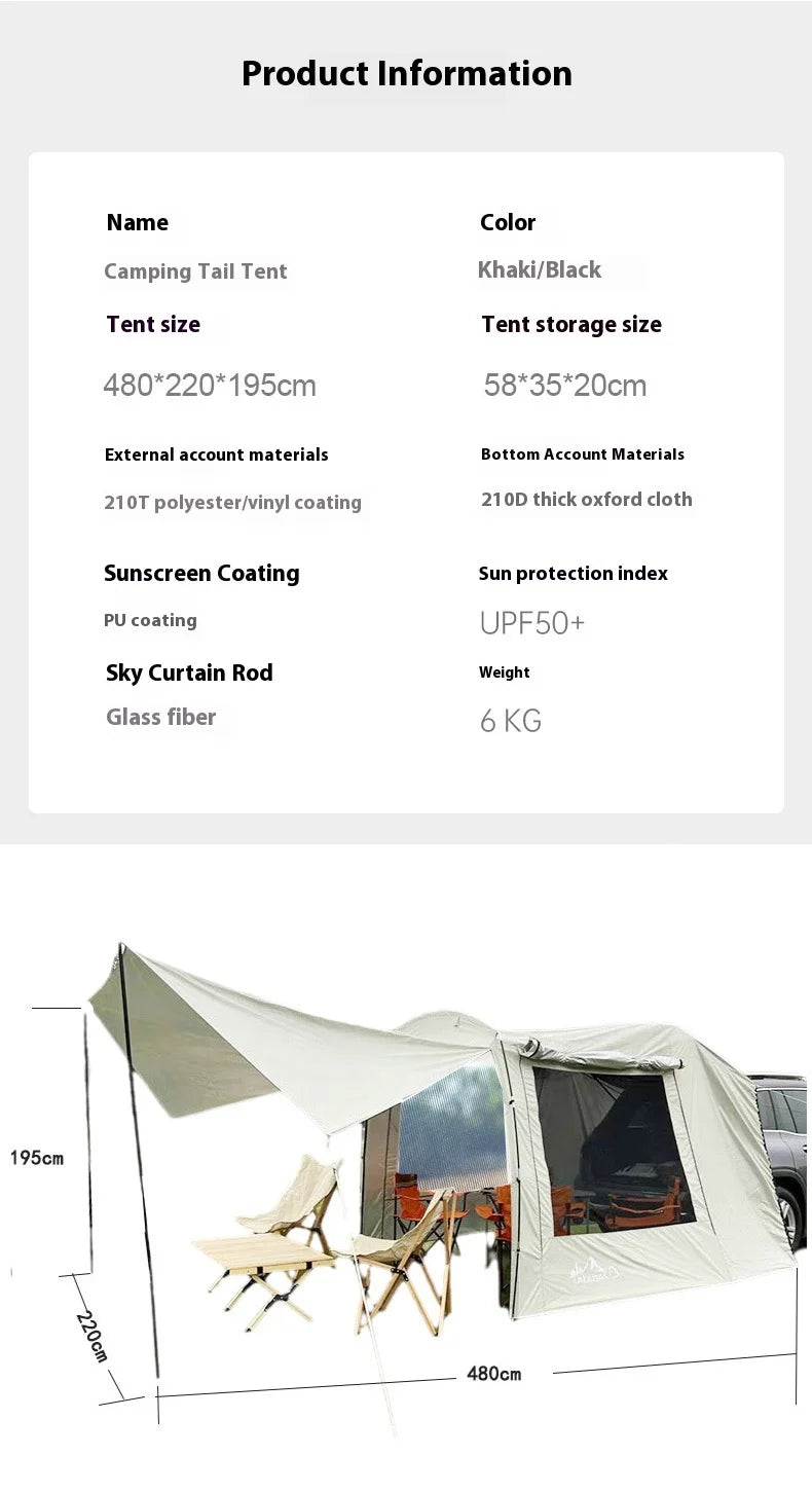 SUV Car Tail Tent | 3-4 Person Waterproof Camping Tent | Tunnel & Dome Style | UPF50 PU3000mm