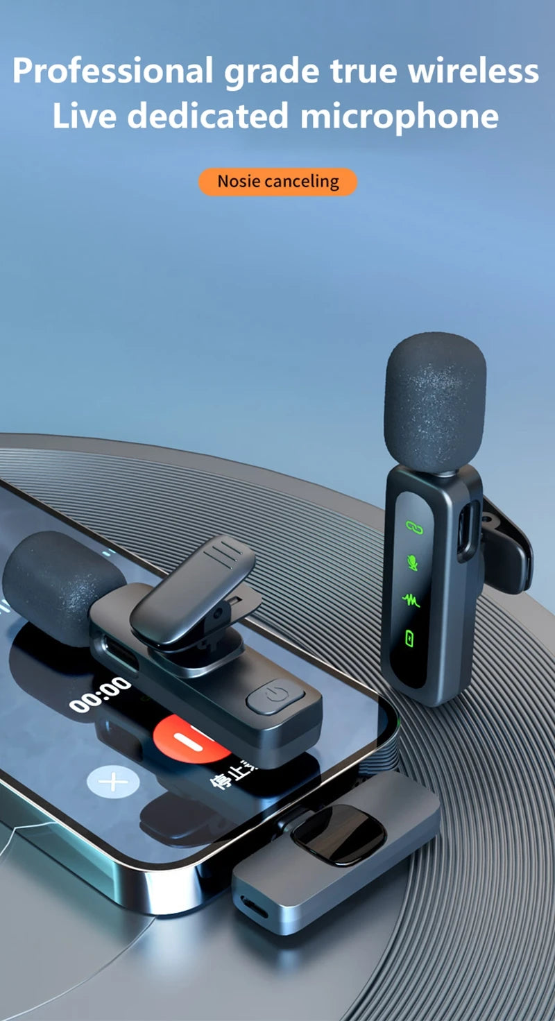 Wireless Lavalier Microphone | Rechargeable Clip-On Mic | iPhone & USB-C