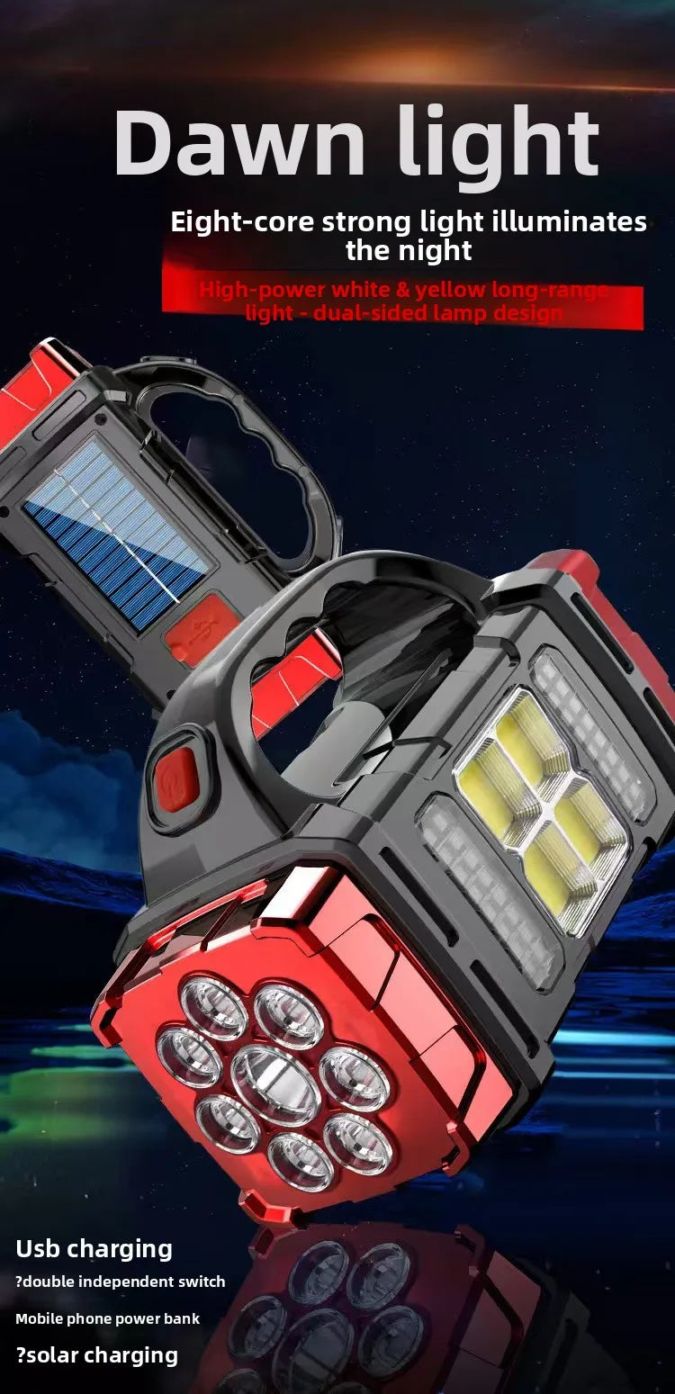 Linterna LED Recargable USB y Solar | Alta Potencia para Camping y Exteriores