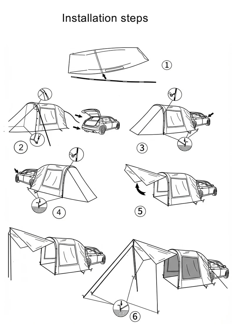 SUV Car Tail Tent | 3-4 Person Waterproof Camping Tent | Tunnel & Dome Style | UPF50 PU3000mm