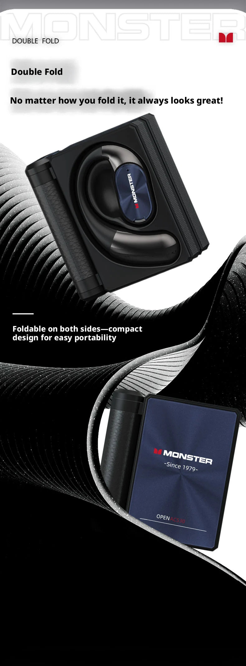 Monster AC530 - Auriculares Open Ear Bluetooth | OWS Ear Hook | Running y Fitness