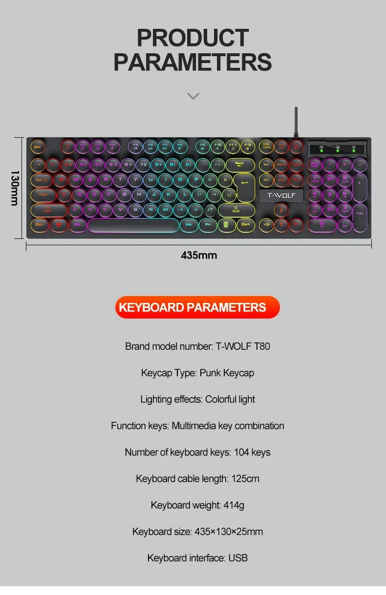 Teclado Mecánico Gaming 104 Teclas | USB | RGB Multicolor | Switch Negro | PC/Laptop | Full-Size RGB Mechanical Gaming Keyboard 104 Keys USB Black Switch PC Laptop
