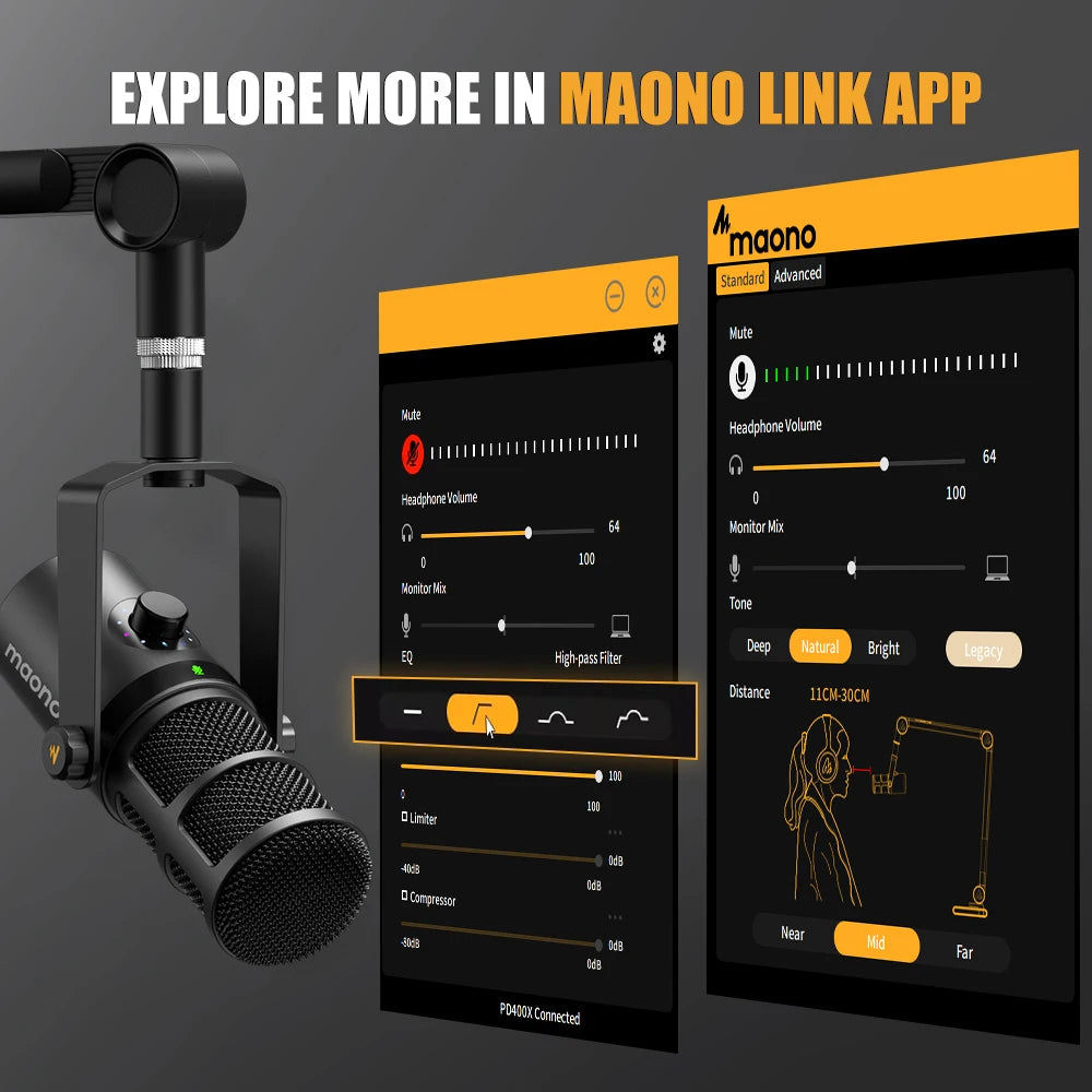 MAONO PD400X USB/XLR Dynamic Microphone | Large Diaphragm | Cardioid | 24-bit | Podcast & Streaming