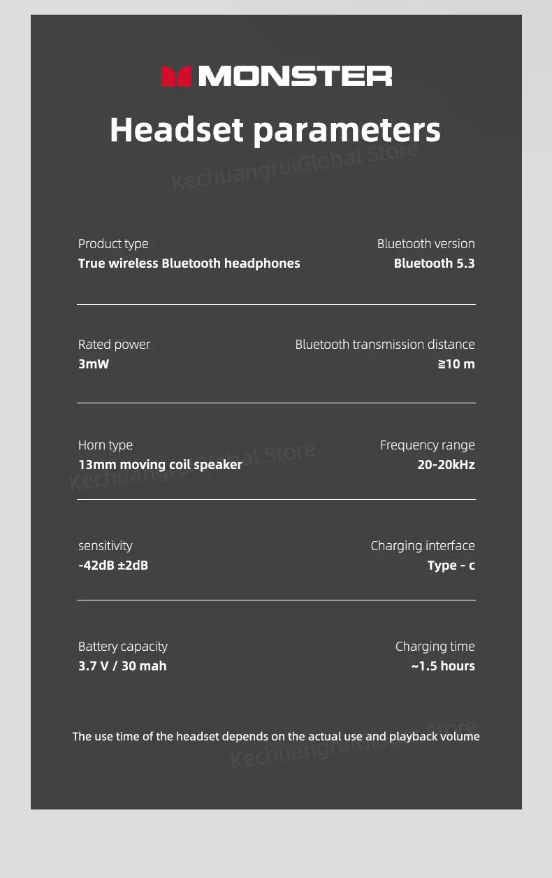Monster XKT17 - Auriculares TWS Bluetooth 5.3 con ANC | HiFi | Gaming y Deportes