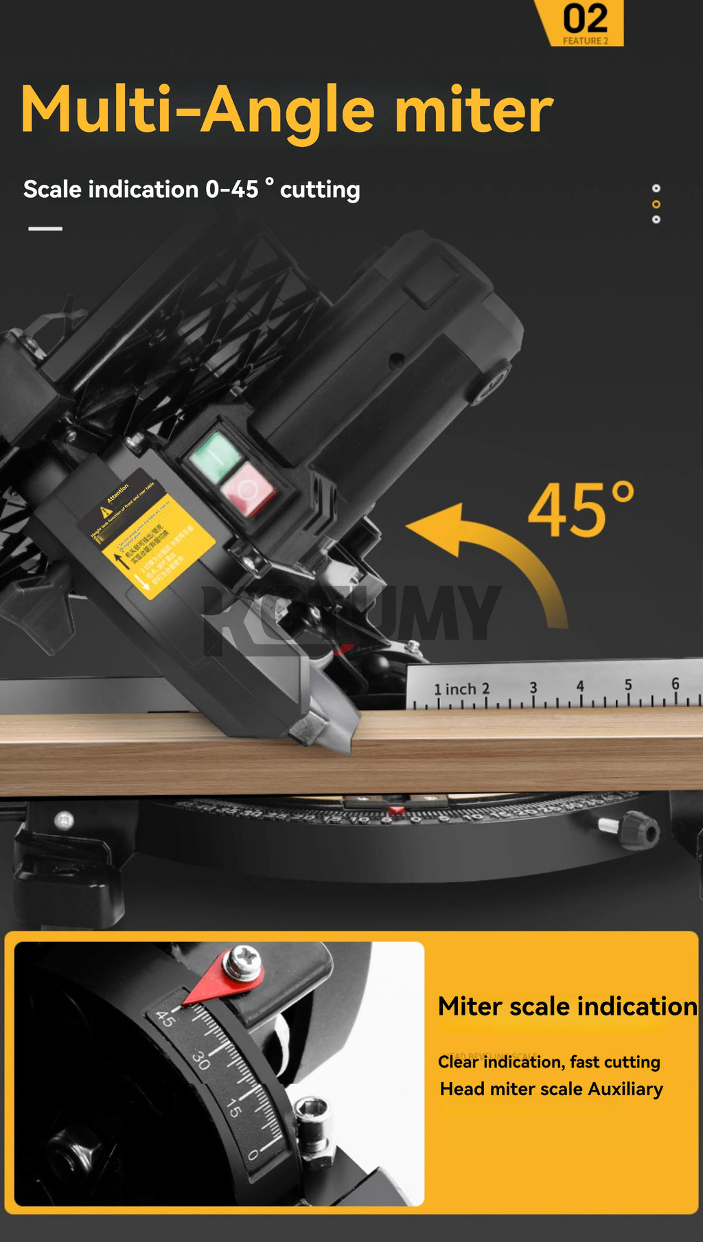 KOTUMY Multifunction Miter Saw | 45° Cutting | 220V
