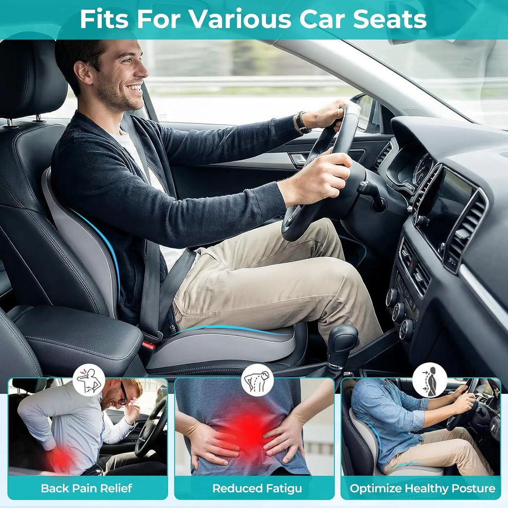 Memory Foam Seat Cushion | Lumbar Back Support | Office & Car / Cojín Ergonómico
