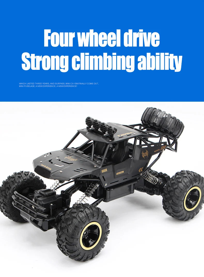 RC Car 4WD Off-Road 1:12 | 2.4GHz 4CH | LED Lights | Buggy Truck | Black / Silver