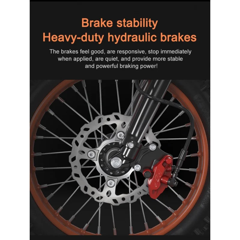 E-Bike Off-Road 3000W | Motor Integrado | 60V 21Ah | Rueda 14" | Moto Eléctrica de Montaña | Naranja