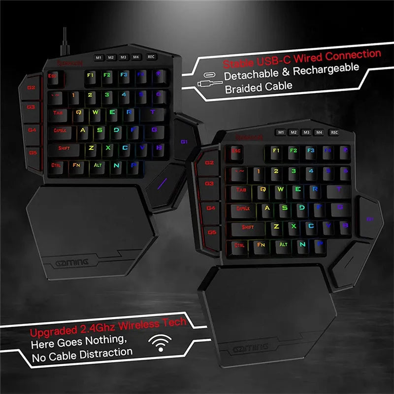 Teclado Gaming Una Mano Redragon K585 DITI | 42 Teclas | 2.4GHz Inalámbrico | RGB | 7 Macros | Hot-Swap | Redragon K585 DITI One-Handed Wireless Gaming Keypad 42 Keys 2.4GHz RGB 7 Macros Hot-Swap