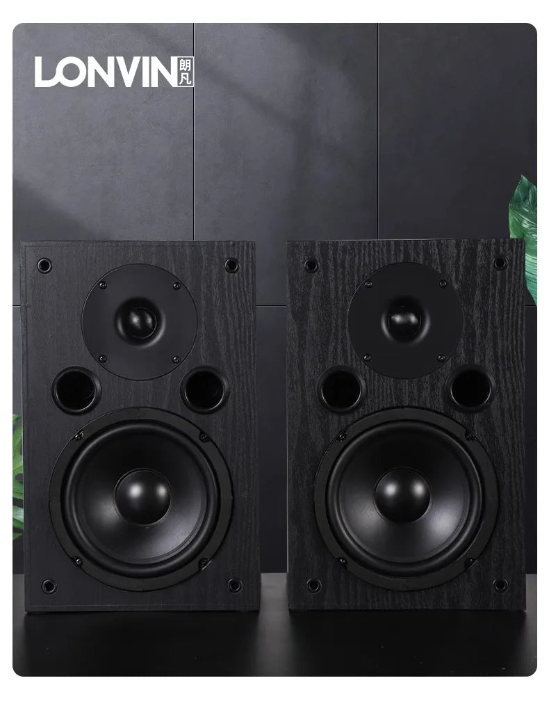 LONVIN D2/D3 | Bocinas Pasivas HIFI 6.5" | 2 Vías, Silk Dome Tweeter, Madera MDF