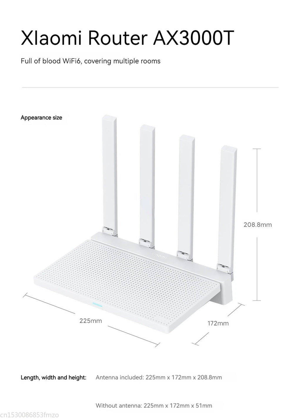 Xiaomi Router AX3000T WiFi 6 Mesh | 3000Mbps | NFC | 256MB | 128 Dispositivos | Gaming | Control Parental | MiWiFi